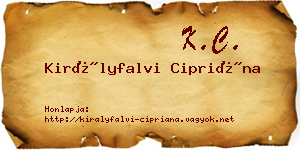 Királyfalvi Cipriána névjegykártya